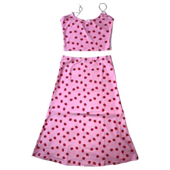 🍓Sexy Kawaii Lolita Strawberry Dress Set | Pink - Picture 2 of 16